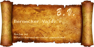 Bernecker Valér névjegykártya